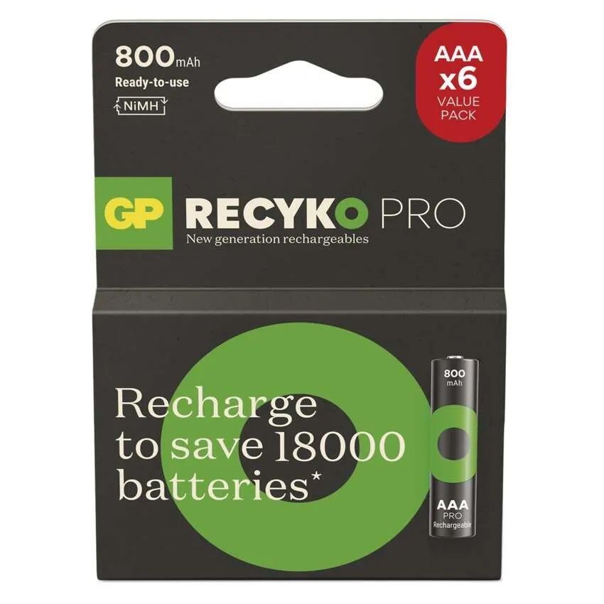 GP ReCyko Pro 800mAh AAA Ni-MH akkumulátor 6db/csomag