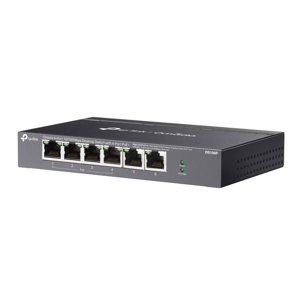 TP-Link DS106P Omada 6-Port 10/100Mbps Unmanaged Desktop Switch with 4-Port PoE+