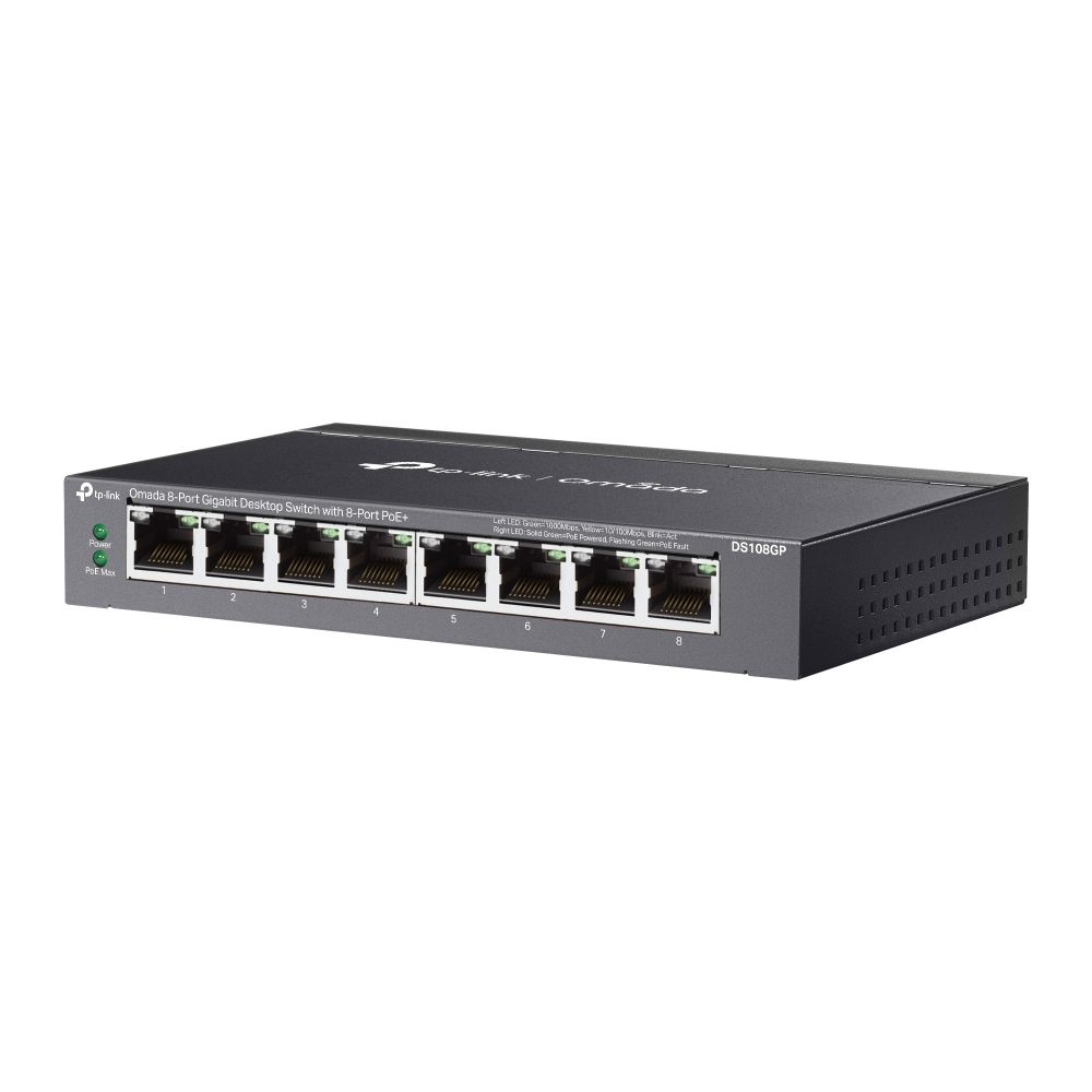 TP-Link DS108GP Omada 8-Port Gigabit Unmanaged Desktop Switch with 8-Port PoE+