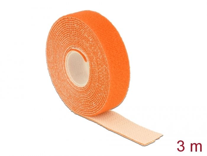 DeLock Hook-and-loop tape on roll L 3m x W20mm Orange