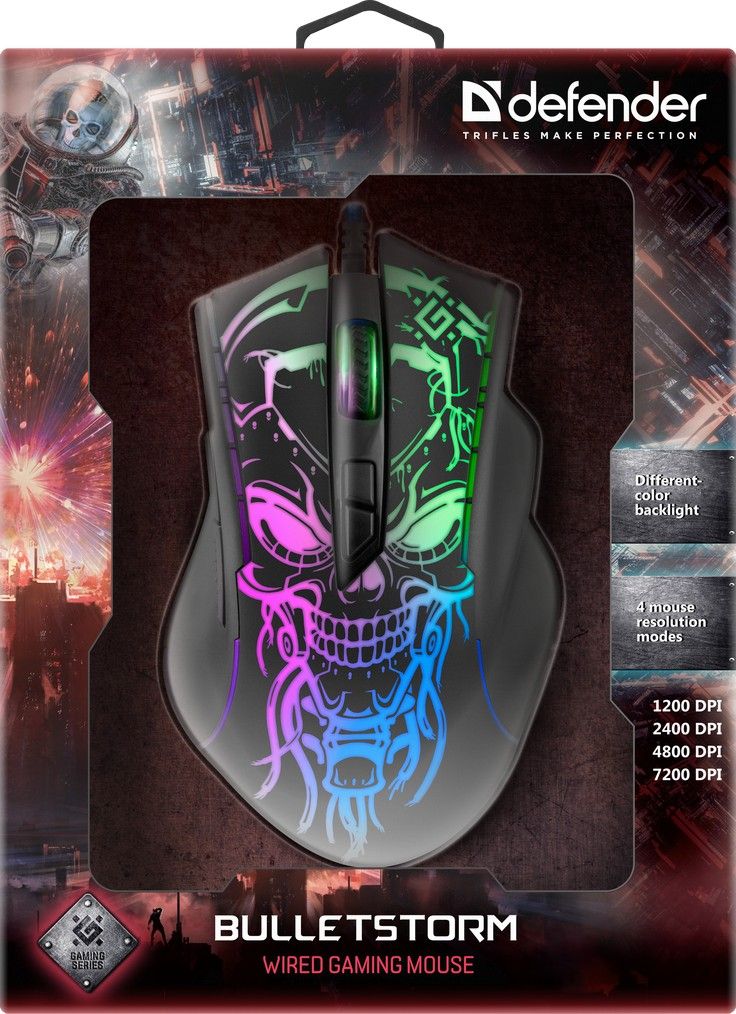 Defender GM-928 Bulletstorm RGB Gaming Mouse Black