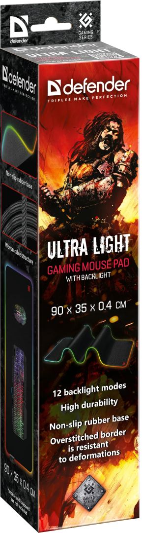 Defender Ultra Light RGB Gaming Egérpad Black