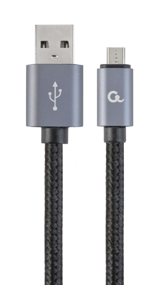 Gembird CCDB-mUSB2B-AMBM-6 Cotton braided micro-USB cable with metal connectors 1,8m  Black