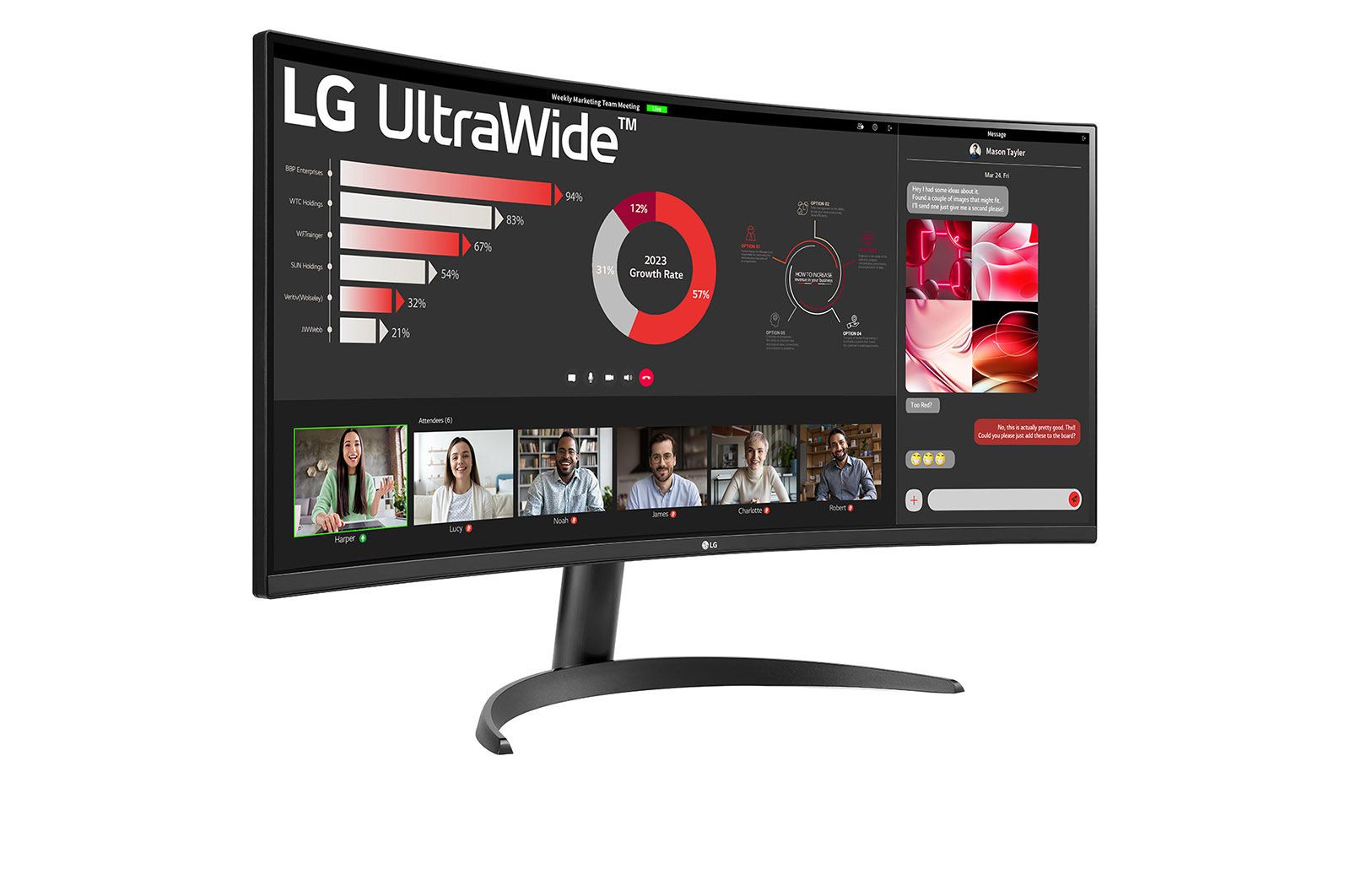 LG 34" 34WR50QK-B LED Curved