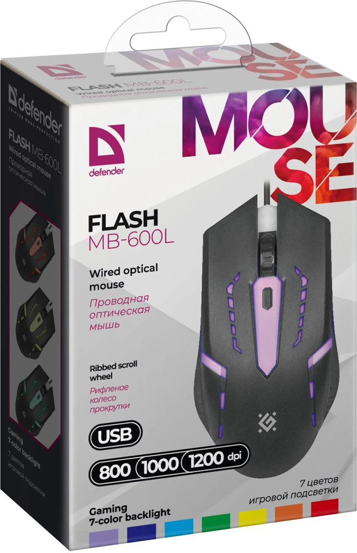 Defender MB-600L Flash RGB Gaming Mouse Black