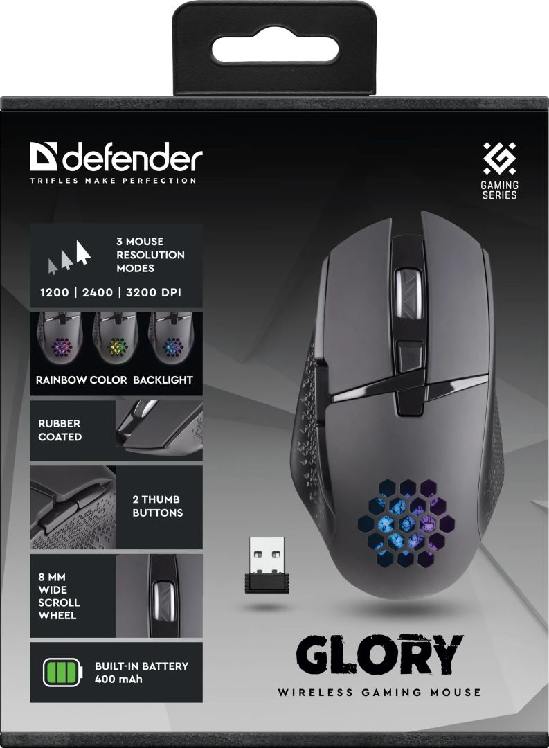 Defender GM-514 Glory Wireless RGB Gaming Mouse Black