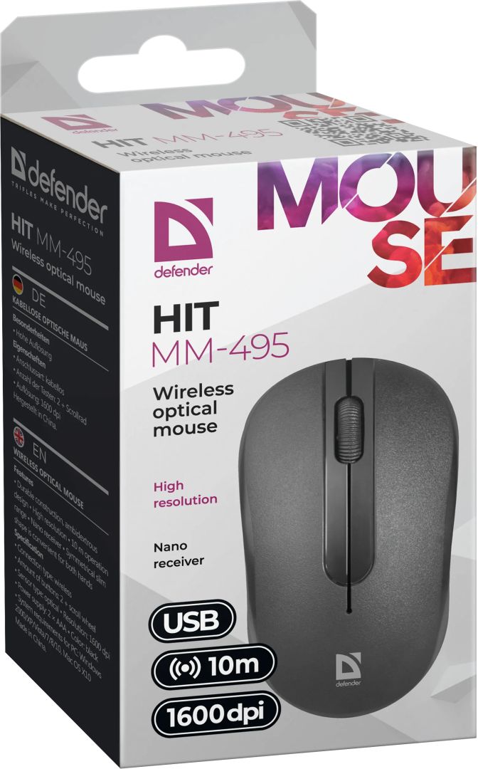 Defender MM-495 RF Hit Wireless Mouse Black