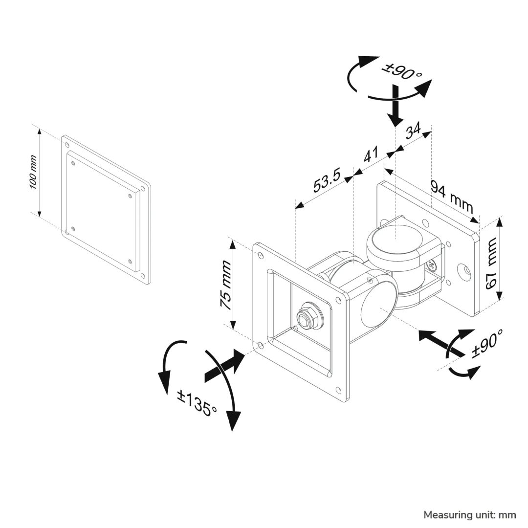 Neomounts FPMA-DTBW200 Tilt/Turn/Rotate Monitor Mount 10"-30" Silver