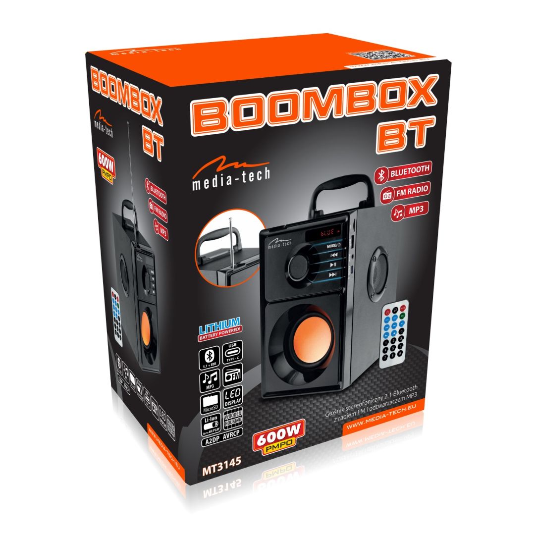 Media-Tech MT3145 V2 BoomBox Bluetooth Speaker Black