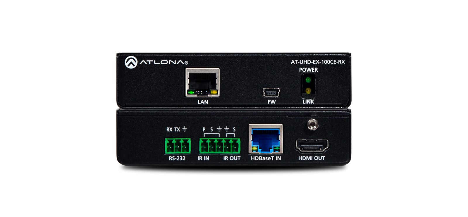 ATLONA AT-UHD-EX-100CE-RX 4K/UHD HDMI Over 100 M HDBaseT Receiver with Ethernet, Control, and PoE