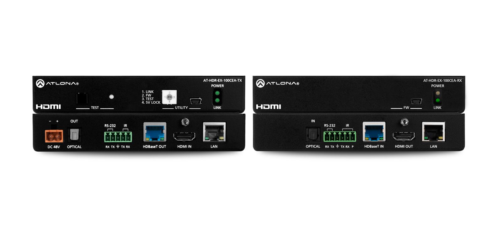 ATLONA AT-HDR-EX-100CEA-KIT 4K HDR HDMI Over 100 M HDBaseT TX/RX with Ethernet, Control, PoE, and Return Audio