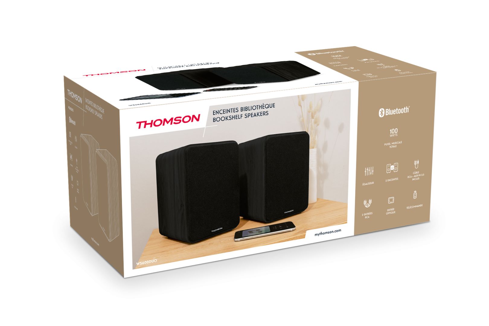 Thomson WS600DUO Bluetooth Bookshelf Speaker Black