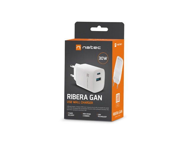 natec Ribera Gan Wall Charger White