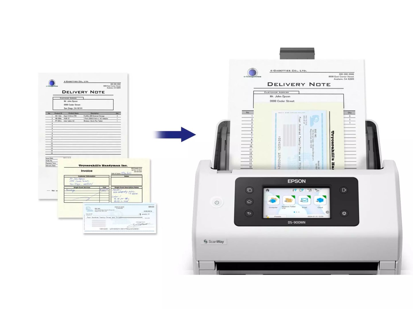 Epson WorkForce DS-900WN Lapáthúzós Szkenner White