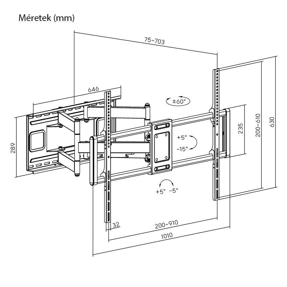 Stansson WM-60120-5-60 TV Wall mount 60"-120" Black