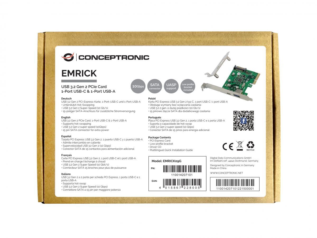 Conceptronic  EMRICK09G 2-Port USB 3.2 Gen 2 PCIe Card