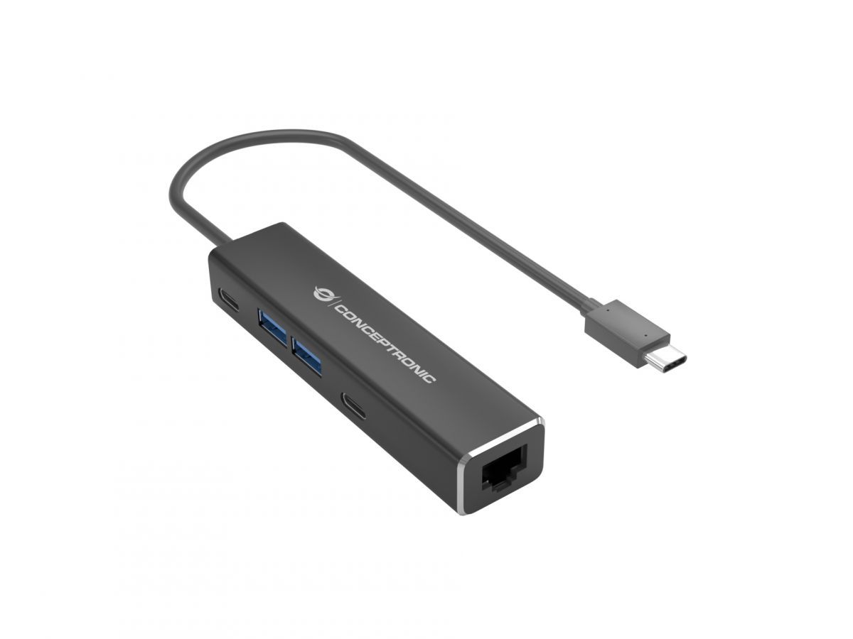 Conceptronic  ABBY14B USB 3.2 Gen 1 2.5GbE Network Adapter with 4-Port USB Hub