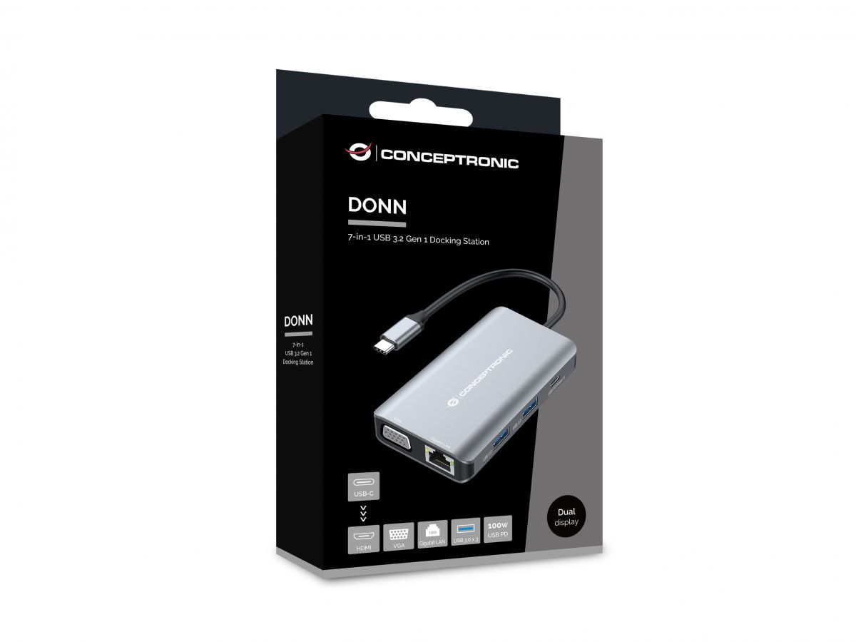 Conceptronic  DONN21G 7-in-1 USB 3.2 Gen 1 Docking Station