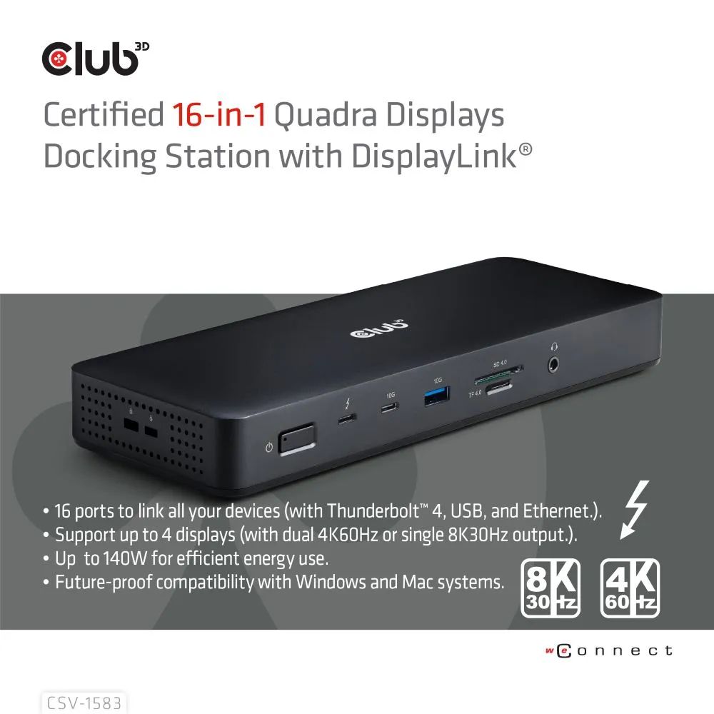 Club3D CSV-1583 Thunderbolt4 16-in-1 Dockingstation