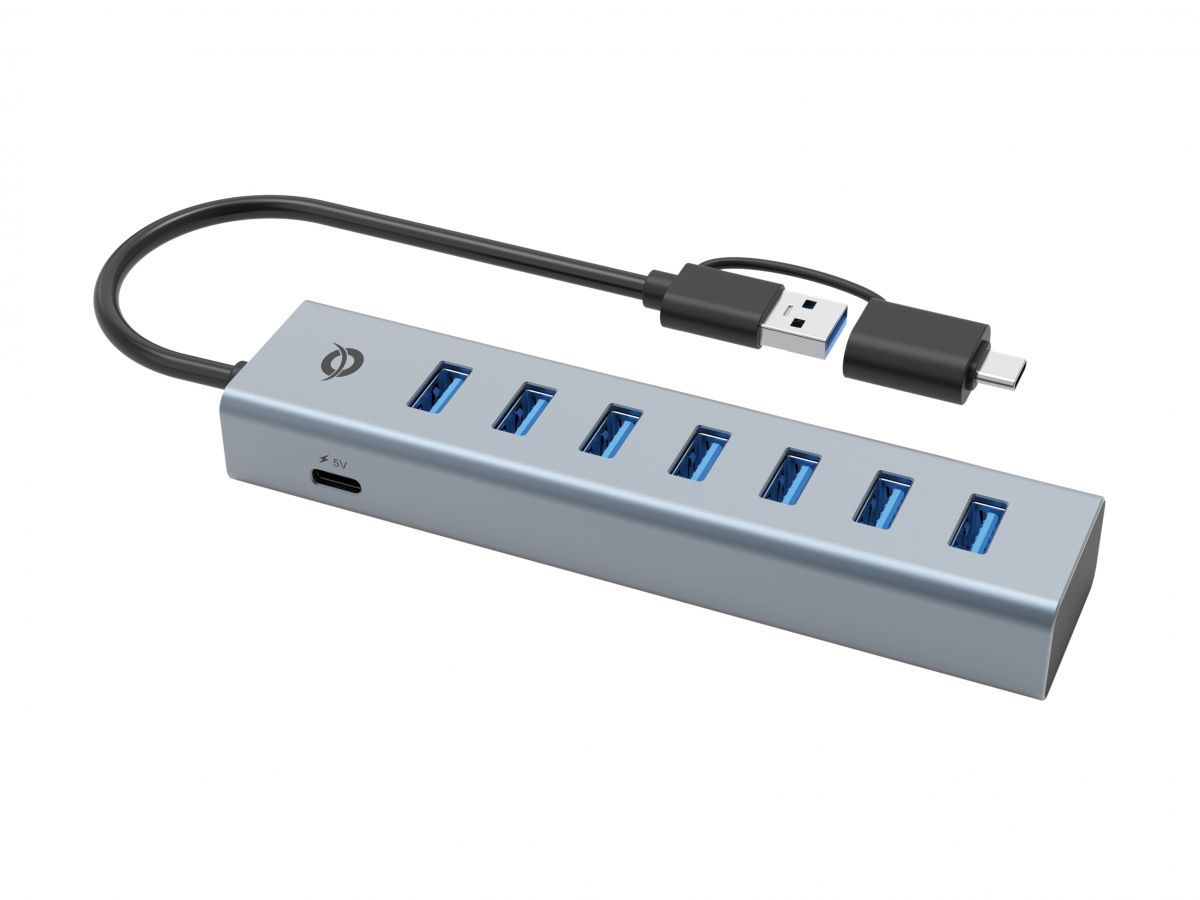 Conceptronic  HUBBIES21GP 7-Port USB 3.0 Hub with Power Adapter Grey