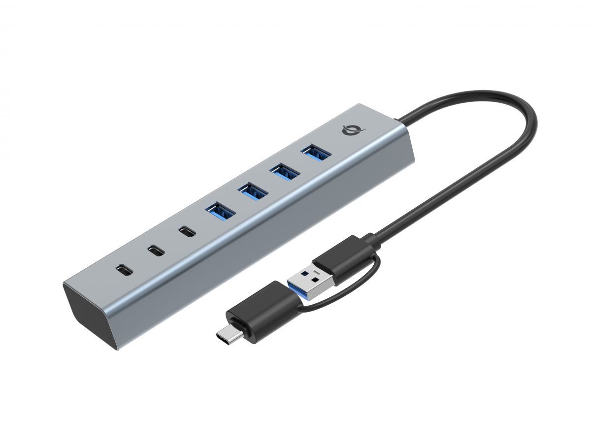 Conceptronic  HUBBIES20GP 7-Port USB 3.0 Hub with Power Adapter Grey