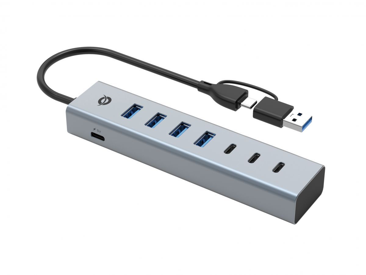 Conceptronic  HUBBIES20GP 7-Port USB 3.0 Hub with Power Adapter Grey