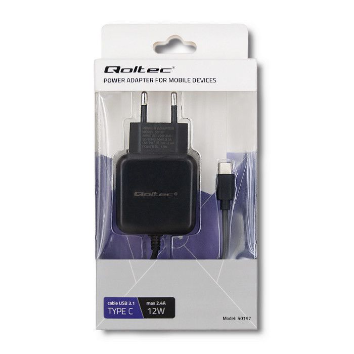 Qoltec 12W Mobile Device Charger Black