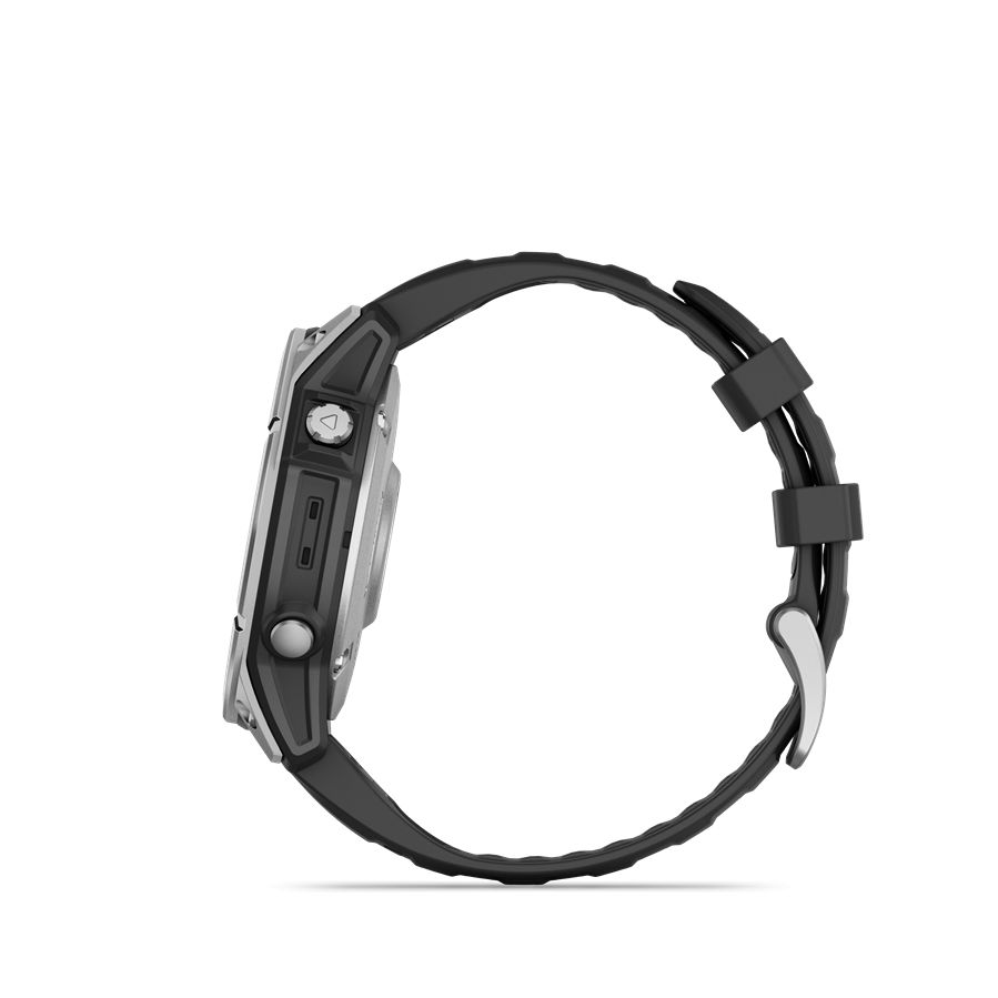 Garmin Fenix E Silver with Black Silicon Band