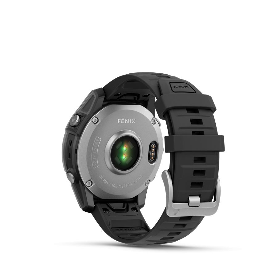 Garmin Fenix E Silver with Black Silicon Band