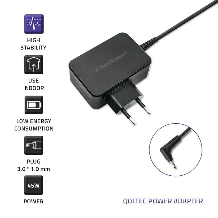 Qoltec 45W Power Adapter for Asus Black