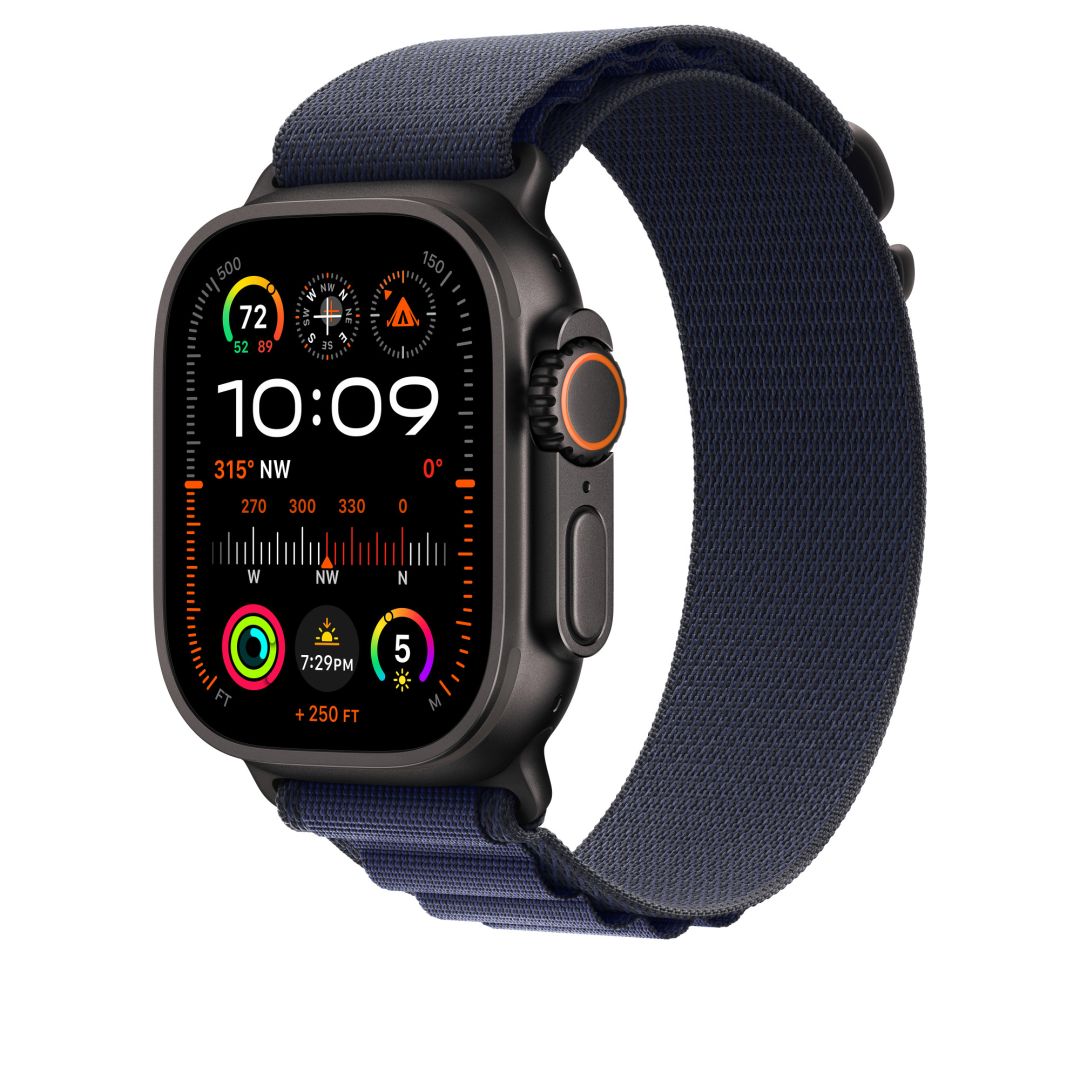 Apple Watch 49mm Alpine Loop Navy Black Titanium Finish Medium