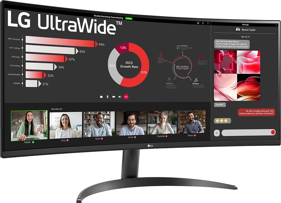 LG 34" 34WR50QK-B LED Curved