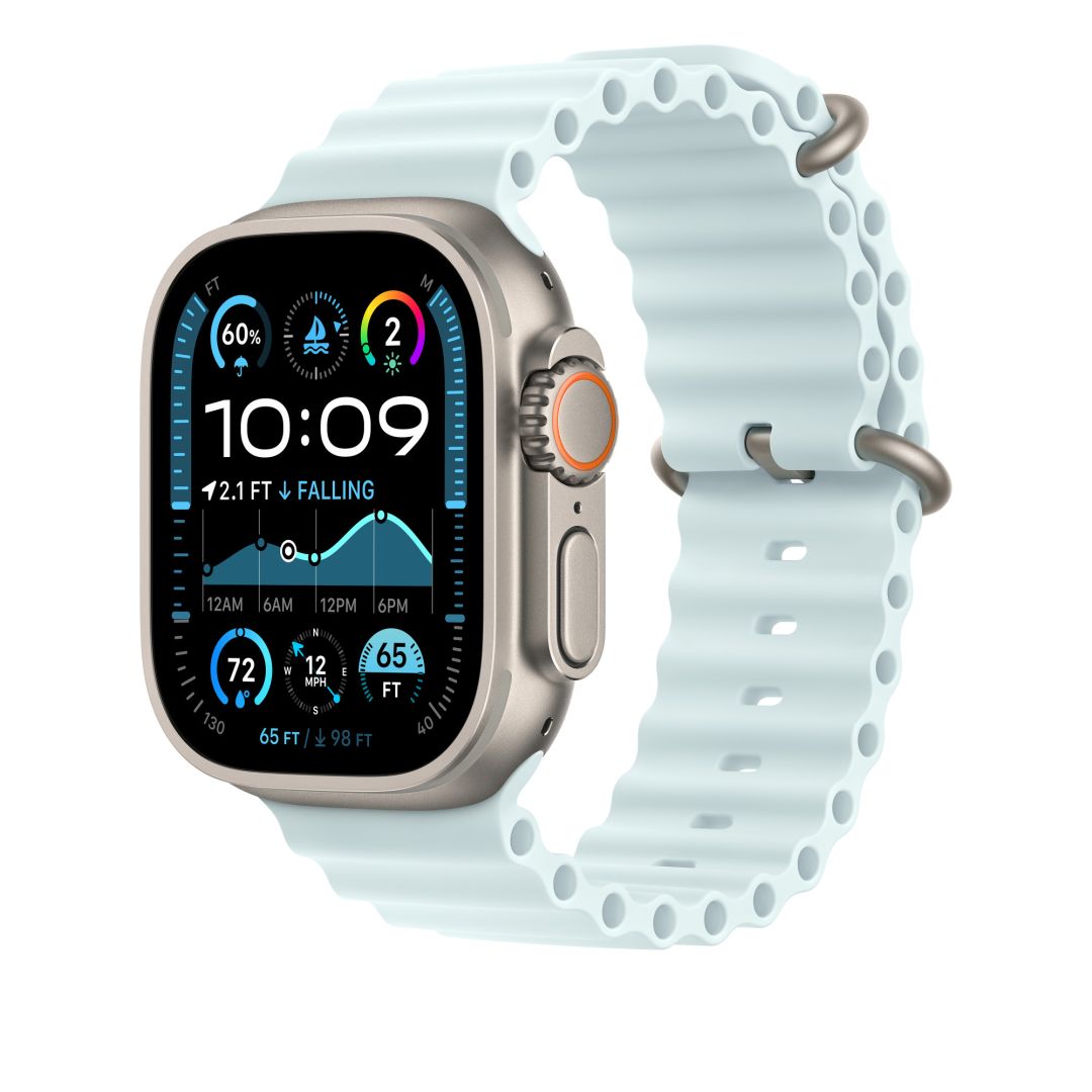 Apple Watch 49mm Ocean Band Ice Blue - Natural Titanium