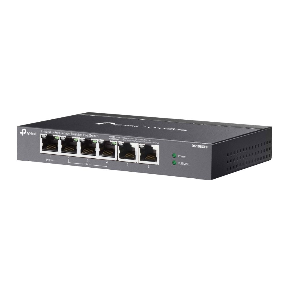 TP-Link DS106GPP Omada 6-Port Gigabit Unmanaged Desktop Switch with 3-Port PoE+ and 1-Port PoE++