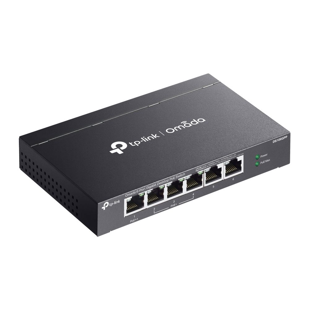 TP-Link DS106GPP Omada 6-Port Gigabit Unmanaged Desktop Switch with 3-Port PoE+ and 1-Port PoE++