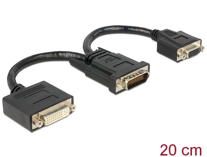 DeLock DMS-59 male > DVI 24+5 female + VGA female 20cm Adapter Black