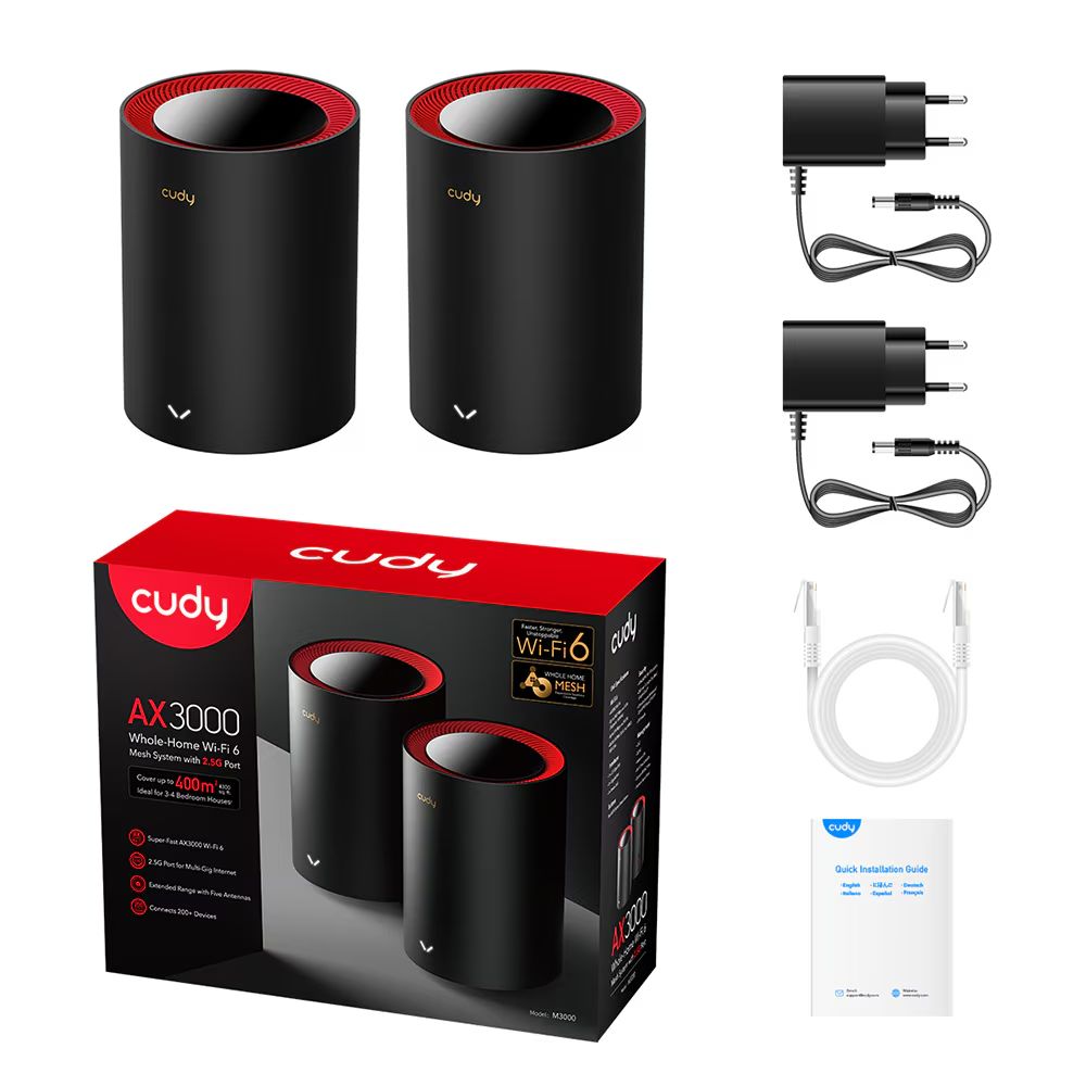 Cudy AX3000 2.5G Dual Band Wi-Fi 6 Mesh System (2-pack)