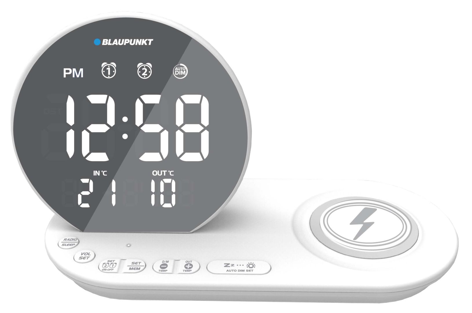 Blaupunkt CR85WH Clock Radio with Wireless Charger White