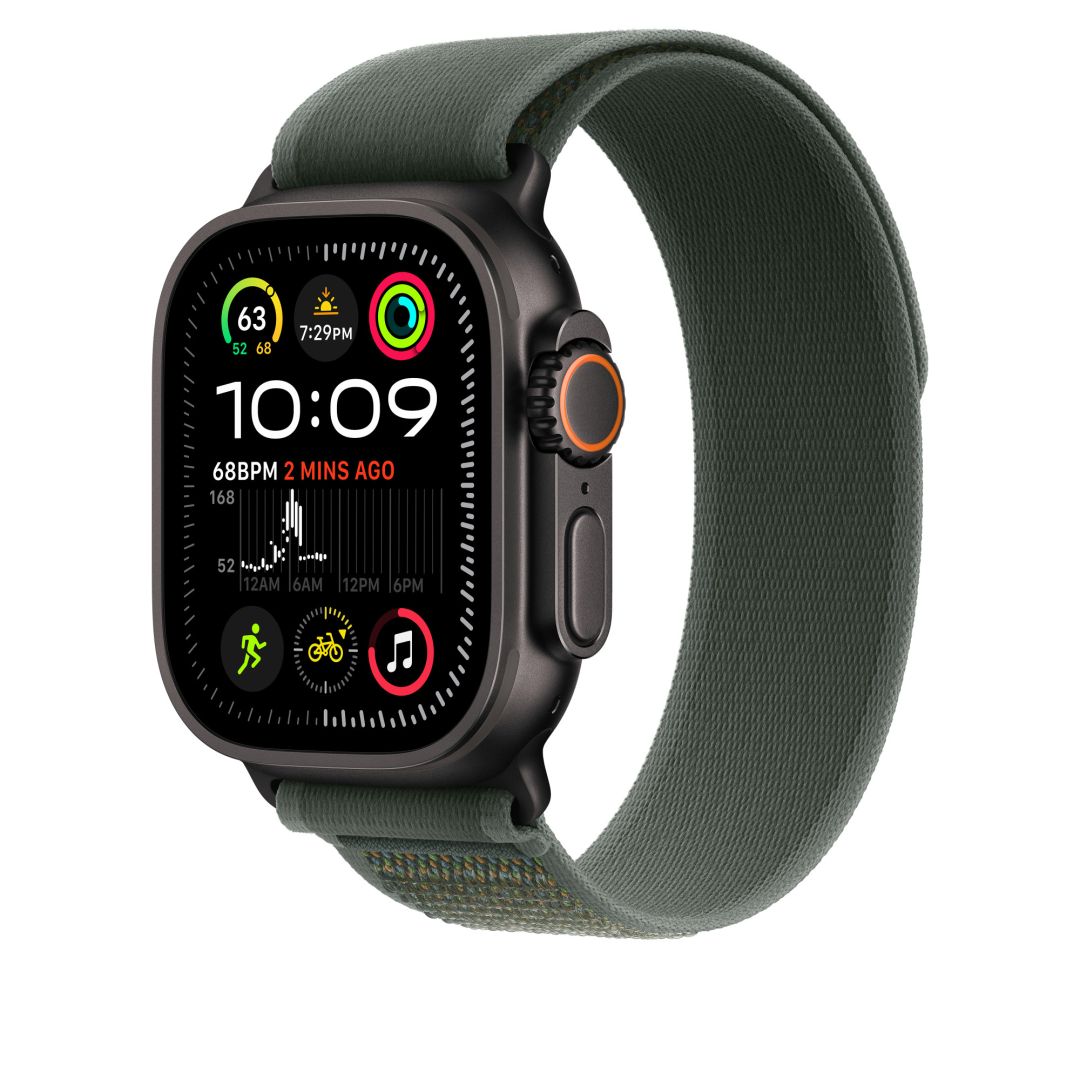 Apple Watch 49mm Trail Loop Green Black Titanium Finish S/M