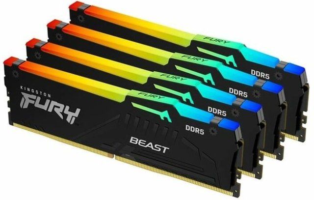 Kingston 128GB DDR5 5600MHz Kit(4x32GB) Fury Beast RGB Black