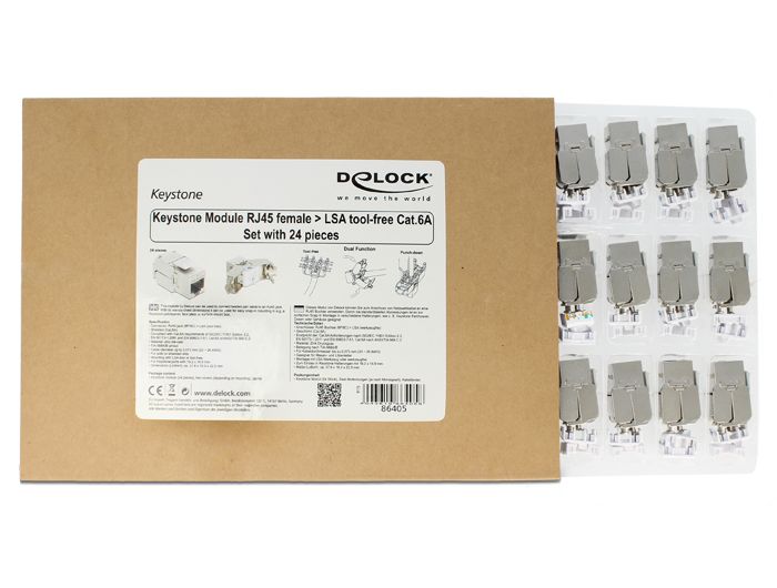 DeLock Keystone Module RJ45 jack > LSA Cat.6A STP 24 pieces