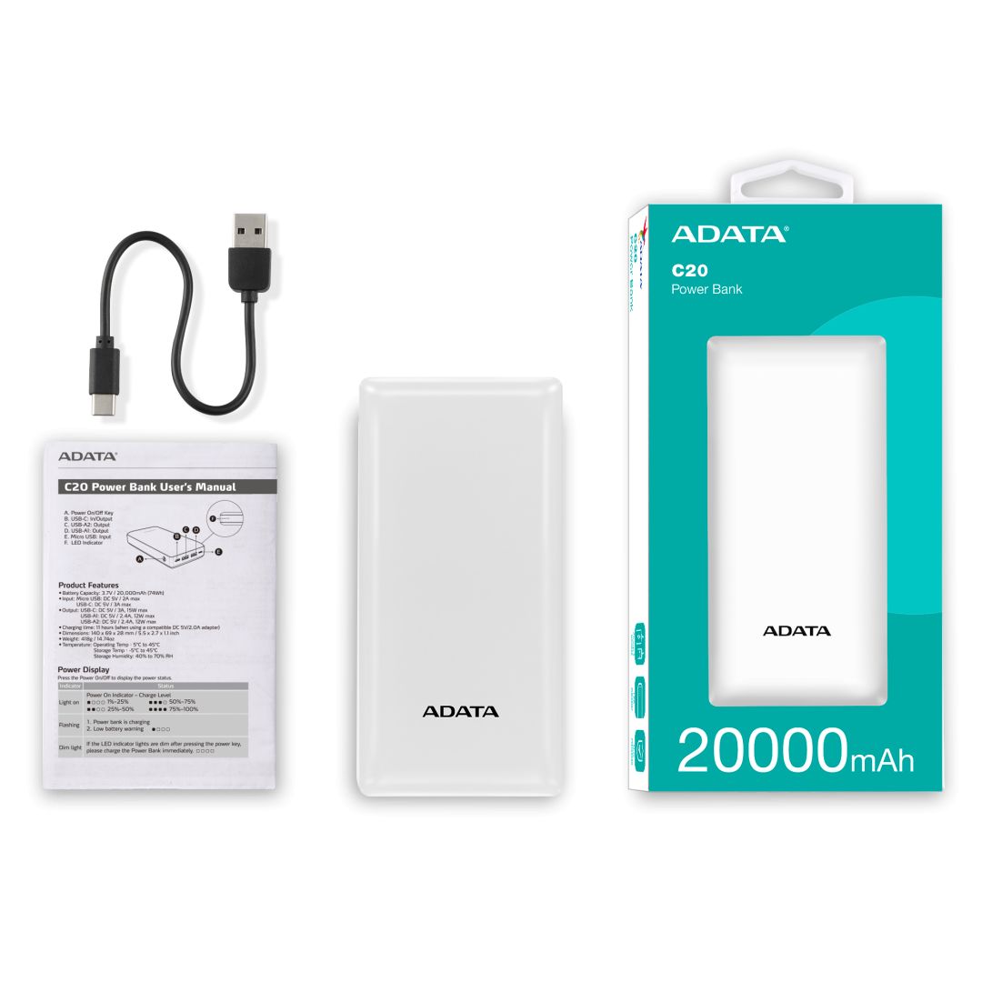 A-Data C20 20000mAh PowerBank White