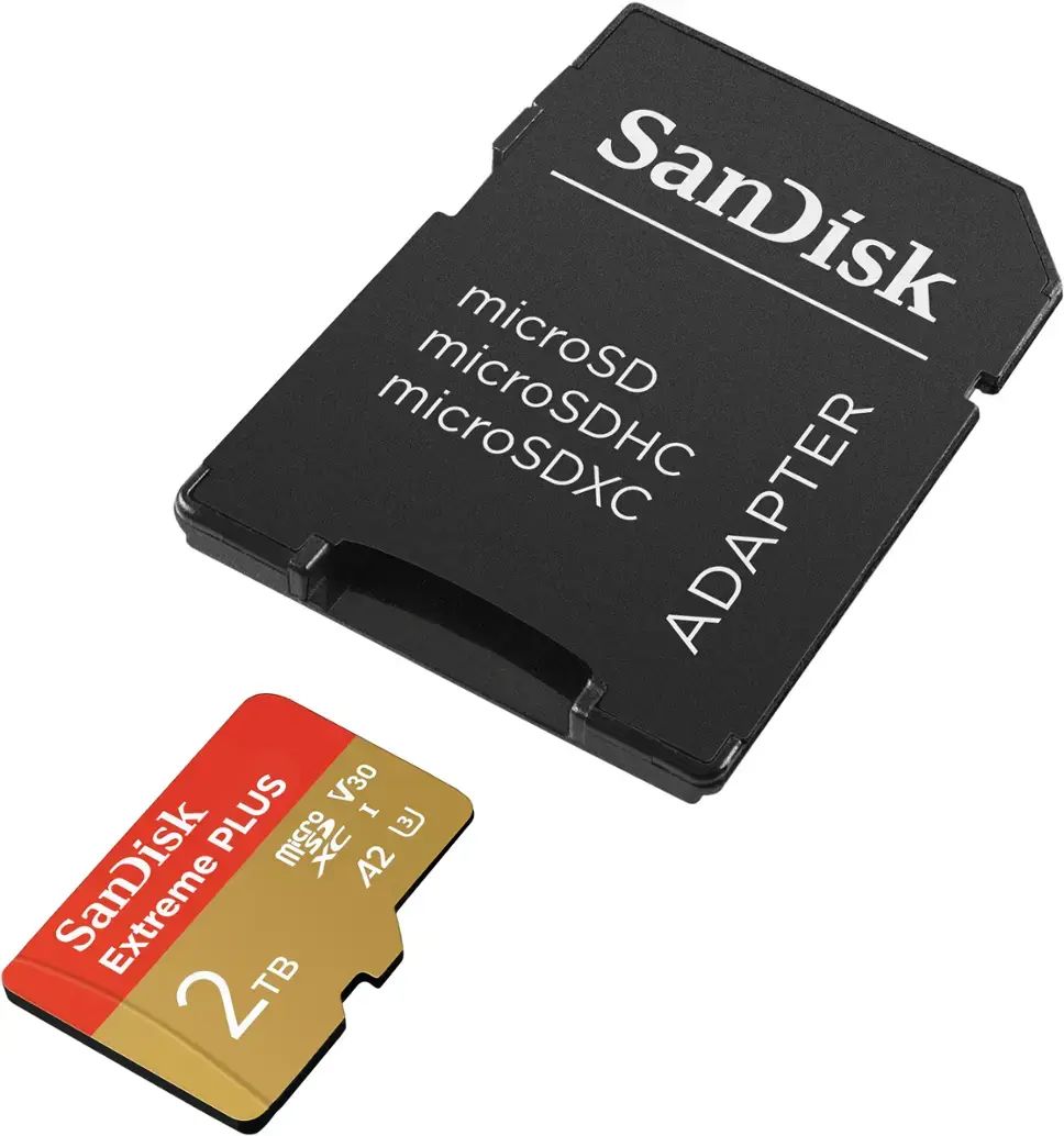 Sandisk 2TB microSDXC Extreme Plus Class 10 U3 A2 C10 V30 + adapterrel