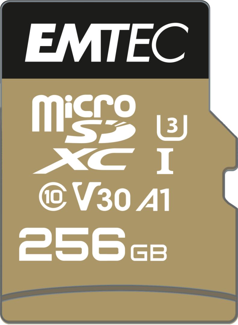 Emtec 256GB microSDXC SpeedIN Pro Class 10 U3 V30 A2 + adapterrel