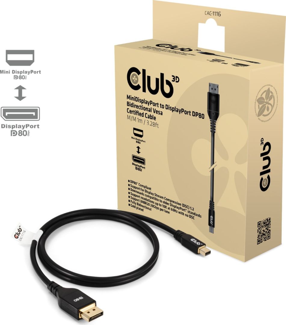 Club3D Mini DisplayPort to Displayport 1m Black