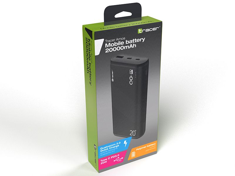 Tracer Amos 20000mAh Powerbank Black