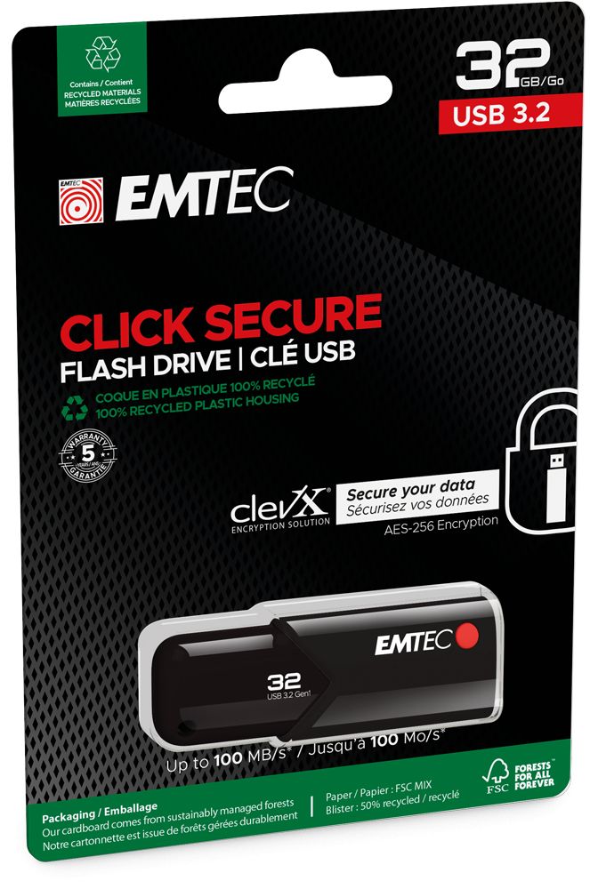 Emtec 32GB B120 Click Secure USB3.2 Black