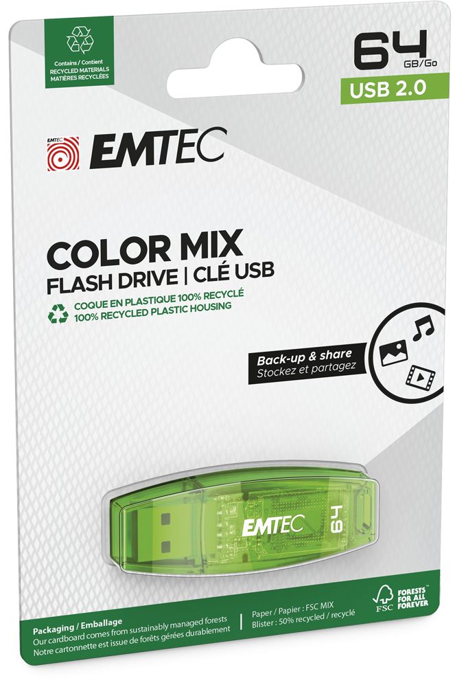 Emtec 64GB C410 Color USB2.0 Green