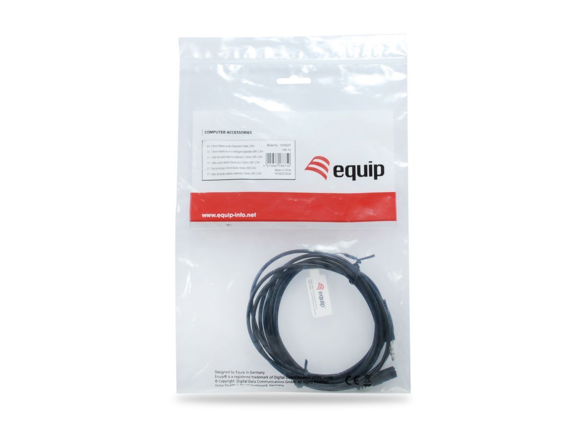 EQuip 3.5mm Stereo Audio Extension Cable 2,5m Black