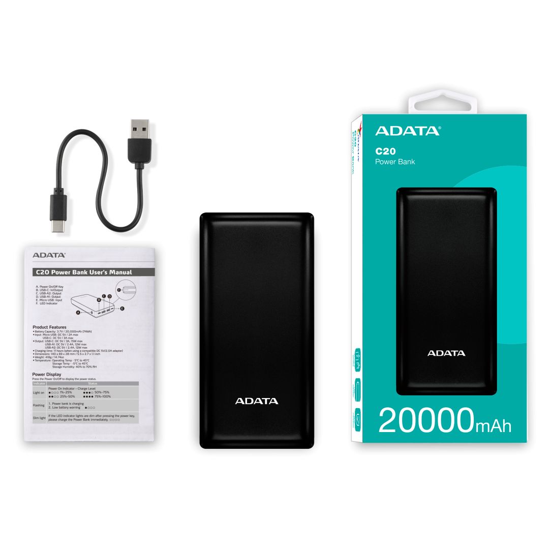 A-Data C20 20000mAh PowerBank Black